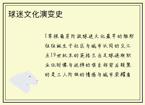 球迷文化演变史
